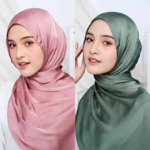 Custom Square Satin Plain Hijab Solid Color Peach <b>Head</b> <b>Wrap</b> Spring Summer Wear OEM ODM Textile Manufacturer India - Product Image 2
