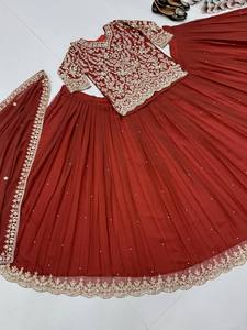 Traditional Ethnic Indian Pakistani Lehenga & Dupatta Set Georgette With Sequence Work Full Stitched Ethnic Dress at Wholesale - Product Image 4