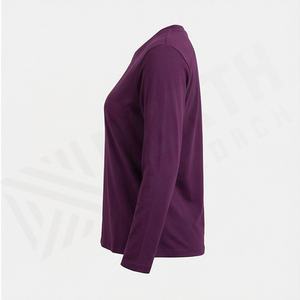 T-shirt personnalisé pour femme, manches longues, col rond, en coton biologique de luxe, pré-rétréci, certifié GOTS, coupe classique, doux et confortable - Product Image 3