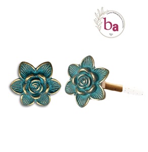 Rose Shape Resin Brass Cabinet Knob Turquoise <b>Gold</b> Finish Industrial Traditional Dresser <b>Handle</b> Eco-Friendly Easy Installation - Product Image 5