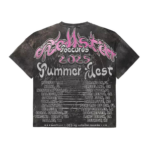 Camisetas de algodón de gran tamaño, holgadas y pesadas, de 300g, con efecto desgastado y estampado DTG en 3D, para verano, estilo streetwear, para hombre. - Product Image 4