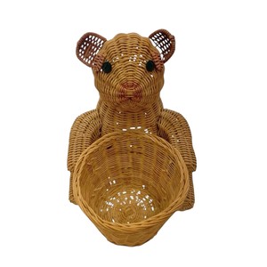 <b>Cute</b> Animal Shaped Rattan Storage Basket <b>Bear</b> Design Natural Wicker Multi-Purpose Neatening Holder Eco-Friendly - Product Image 2