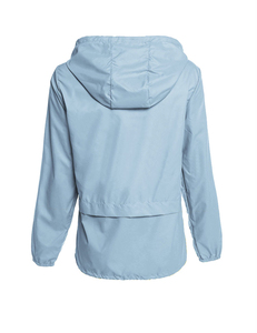 Veste de randonnée imperméable à capuche pour femme, vert menthe, manches longues, couleur contrastée, softshell, coupe classique, longueur normale, fermeture éclair - Product Image 5