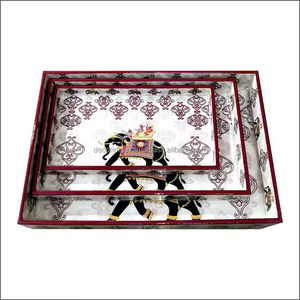 Beau plateau de service design imprimé en bois aspect naturel décoratif Technologie artisanale - Product Image 4