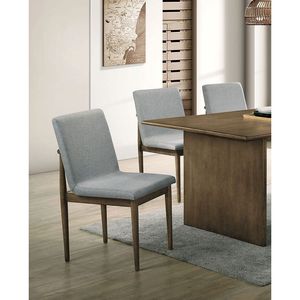 Set di 2 Sedie Laterali Imbottite in Tessuto Grigio Chiaro con Telaio in Tono Naturale, Seduta Confortevole, per Sala da Pranzo - Product Image 2