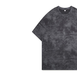 Summer New Fashion Solid Yarn Dyed Loose Fit Knitted Short Sleeve Men's Cotton <b>T</b>-shirt Acid Wash tee - Product Image 2