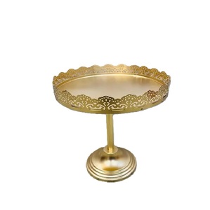 Round Metal <b>Cake</b> <b>Turntable</b> Stand with Gold Base and Rose Gold Trim Handmade dessert display stand - Product Image 2