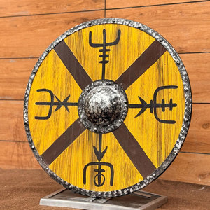 Escudo Vikingo Extra Grande de Madera, Diseño Nórdico Redondo, Hecho a Mano, para Disfraces Históricos y Decoración del Hogar - Product Image 4