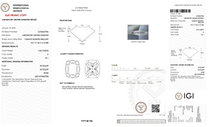 Diamante Cultivado en Laboratorio CVD con Certificado IGI, Corte CUSHION, 3.00 Quilates, Color D, Claridad VS1, para Collar o Pendiente, Pure Elegance - Product Image 2