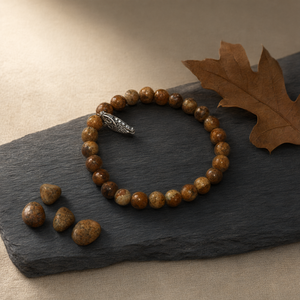 Pulsera con Dije de Búho de Cristal Jasper - Accesorio de Moda - Product Image 3