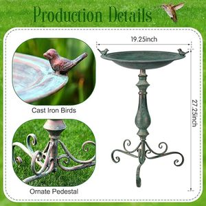 Nuevo Baño Decorativo para Pájaros de Metal con Elegante Diseño de Cuenco para Patio Exterior, Jardín y para que los Pájaros beban agua - Product Image 5