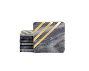 Quality Design <b>Marble</b> <b>Coaster</b> With Brass Strip Stone <b>Coaster</b> With Brass Mats & Pads At very good wholesale Price - Product Image 1