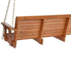 Balançoire de patio en cèdre brun foncé de 1,5 m avec chaîne en fer, capacité de 227 kg, double structure en bois (cadres de balançoire non inclus) - Product Image 5