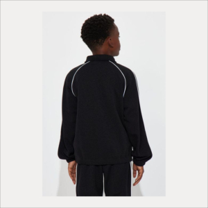 Chándal Negro para Niños, Manga Larga, Media Cremallera, Color Sólido, Ropa Casual con Bolsillos Laterales, Corte Regular, Ropa de Invierno - Product Image 4