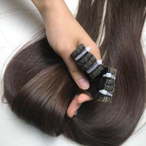 Extensiones de cabello humano de color marrón ondulado y liso natural de un solo donante ¡Modelo de cabello indio crudo de Vietnam a la venta! - Product Image 5