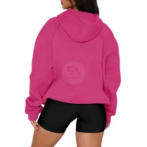 Sudadera con Capucha de Forro Polar para Mujer, Talla Grande, Color Rosa, Manga Larga, con Logotipo Personalizado en la Parte Delantera, Venta al Por Mayor, para Fitness - Product Image 2
