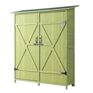 Casetta da Giardino in Legno di Abete Verde Impermeabile in PVC per Deposito Biciclette all'Aperto per Uso in Giardino - Product Image 5