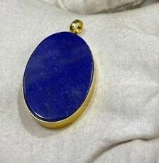 Pendentif en pierre précieuse naturelle Lapis Lazuli en forme de goutte d'eau, bleu profond, fait main, vintage, cristal de guérison, bijoux unisexe - Product Image 3
