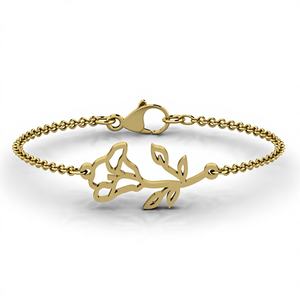 Rose Flower Link 925 Sterling Silver Gold Plated Charm Chain Bracelet Handmade Trendy Fashion Jewelry Gift for Women - Product Image 3