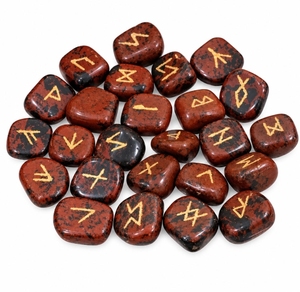 Ensemble de 25 runes en obsidienne acajou de qualité supérieure, cristaux naturels sculptés pour la guérison spirituelle des chakras et la divination angelique - Product Image 3