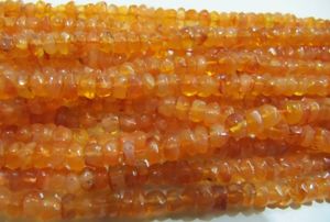 ลูกปัดพลอยคาร์เนเลียนสีส้มธรรมชาติทรงรอนเดลเหลี่ยมเพชรพลอยขนาด 4-5 มม. ความยาว 13 นิ้ว จากราชสถาน - Product Image 2
