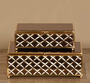 Luxury Brass Mirror <b>Glass</b> Decorative Storage Box Set Dragonfly <b>Knob</b> Premium Jewelry Vanity Organizer Boxes Home Decor Lacquered - Product Image 1