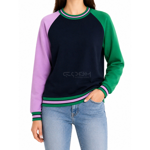 เสื้อสเวตเชิ้ตคอวีสีม่วงเขียว แขนยาว แบรนด์ Cosh International Sisterhood Sorority รุ่น Color Block แบบลำลอง ถักทออย่างอบอุ่น - Product Image 1