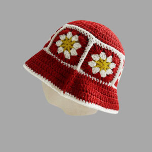 Handmade Women's Outdoor Floral Crochet Bucket Hat Knitted Pattern <b>Sunscreen</b> Folded Casual Beach Travel Fishing Cycling Sports - Product Image 4