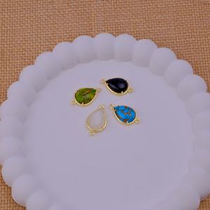 Hecho a mano azul turquesa pera chapado en oro bisel texturizado doble bucle Conector de Enlace de piedras preciosas encanto para la fabricación de joyas al por mayor - Product Image 6