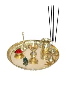 Elegant Brass Pooja Thali <b>Mandir</b> Plate Temple Puja Thali Religious Decor Product - Product Image 6