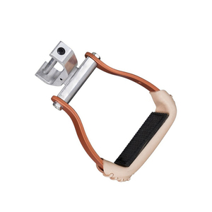 Étriers en aluminium avec sangles en cuir et coussinets en caoutchouc pour l'équitation, étriers à coussinets en caoutchouc, étriers d'équitation - Product Image 3