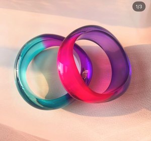 Minimalist Style Resin <b>Beads</b> bangle Women's fashion accessory bangle Green pink beige bangle Solid round shape <b>bracelet</b> - Product Image 5