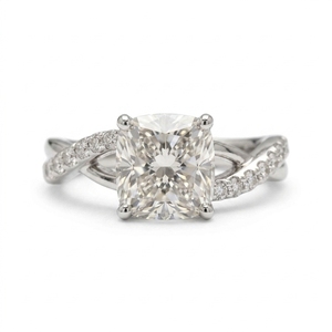 Elegant 9k White Gold <b>Diamond</b> <b>Ring</b> for Women Classic Engagement Wedding Jewelry Sparkling Fine Gift - Product Image 1