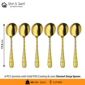 Couteaux à dîner en acier inoxydable avec revêtement PVD or et laser 4 couverts Jasmine Premium - Product Image 6