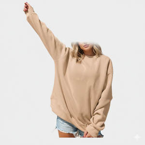 Sudadera de cuello simulado para mujer High Street, 80% algodón 20% poliéster, talla grande, corte holgado, hombros caídos, manga larga, ropa casual para chica - Product Image 6