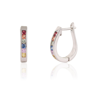 Impresionantes pendientes de aro finos de plata de ley 925 con múltiples gemas de zafiro para mujer, joyería a precio de mayoreo. - Product Image 3