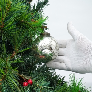 Boules de Noël et décorations de sapin rondes en verre argenté vintage, style antique, pour la vente en gros - Product Image 4
