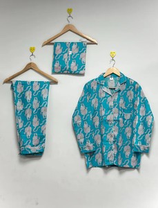 ชุดชุดนอนผ้าฝ้ายพิมพ์ลายเสือ, ชุดอยู่บ้านสไตล์โบโฮ - Product Image 1