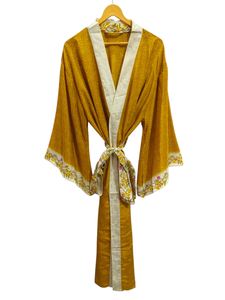 Robe en soie longue jusqu'aux chevilles, robe multicolores, robe de nuit, robe indienne vintage en soie recyclée, kimono en sari - Product Image 2