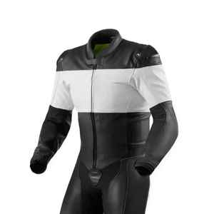 Combinaison de course en cuir pour moto, design personnalisé noir et blanc, combinaison de motard en cuir pour course rapide avec protection premium - Product Image 4
