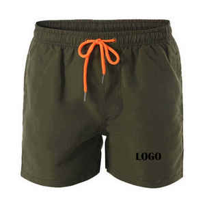 Shorts de plage professionnels pour hommes, haute élasticité, séchage rapide, anti-embarras, motif uni, en coton, séchage rapide, pour la natation - Product Image 1