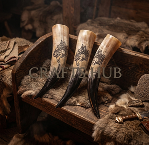 Cuerno Vikingo Artesanal para Beber con Grabado de Dragón Nórdico, Taza de Cerveza y Jarra de Sidra de Cuerno de Buey Natural para Reenactamiento Medieval - Product Image 3