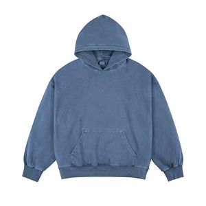 Sweat à capuche pour homme en coton 100% de qualité supérieure, avec tissu épais, cordon en coton 100%, personnalisable, pull-over uni, coupe courte et ample - Product Image 5