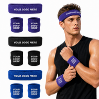 Ensemble de bandeaux et de bracelets en tissu éponge personnalisés avec logo brodé pour la gym, le fitness, la course à pied, cadeaux promotionnels