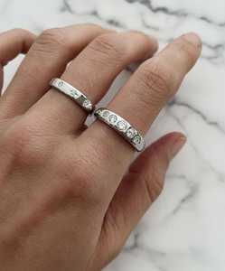 แหวนแต่งงานเพชรทรงกลมเพาะเลี้ยงในห้องปฏิบัติการ ทองคำแท้ 14k 18k ฝังแบบฟลัชเซ็ต ประกายระยิบระยับ ดีไซน์โมเดิร์นหรูหรา สวมใส่ได้ทุกวัน วงแหวนหน้ากว้าง - Product Image 6