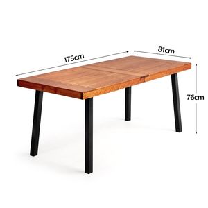 Set Tavolo da Pranzo per 6 Persone in Legno di Pioppo, Finitura Teak per Interni ed Esterni, Tavolo da Picnic con Gambe in Acciaio Verniciato a Polvere - Product Image 2
