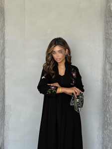 Handmade Hand Embroidered Beaded Vintage Premium Nida Abaya Anti-Pilling Elegant Finish Women Daily Wear <b>Eid</b> Ramadan Ankle - Product Image 2