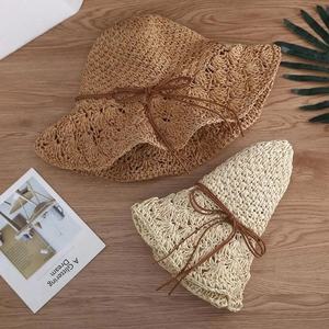 Wholesale Summer Striped Foldable Fedora <b>Floppy</b> Panama Straw <b>Hat</b> Raffia Paper Beach <b>Hat</b> Plain Printed Patterns for Travel - Product Image 6