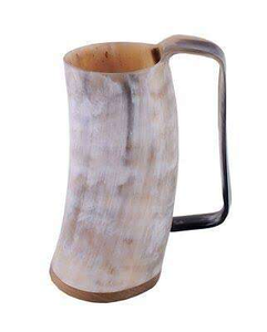 Chope en corne de viking et tasse en corne de buffle - Artisanat écologique fait main au design moderne, origine indienne, peau blanche - Product Image 2
