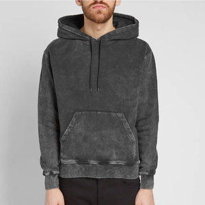 Prix de gros Sweat à capuche pour homme d'hiver en molleton 100% coton, délavé à l'acide, avec poche kangourou et capuche réglable, style streetwear - Product Image 1